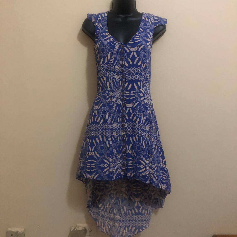 Blue and white high lown casual dress
